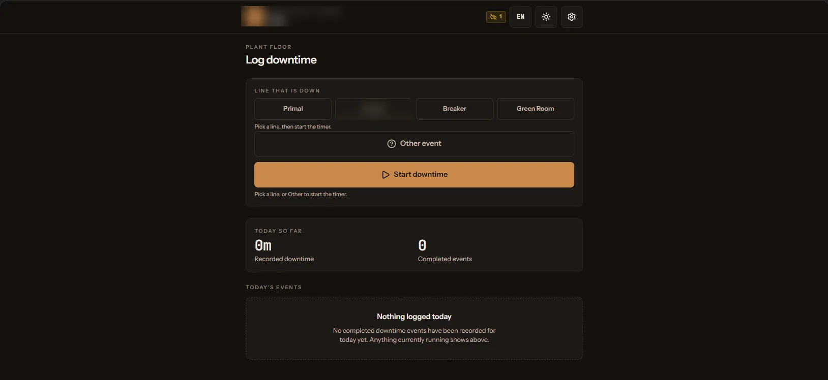 Floor Log — downtime capture interface
